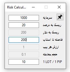 اپلیکیشن محاسبه حجم معامله بر اساس میزان سرمایه و درصد ریسک